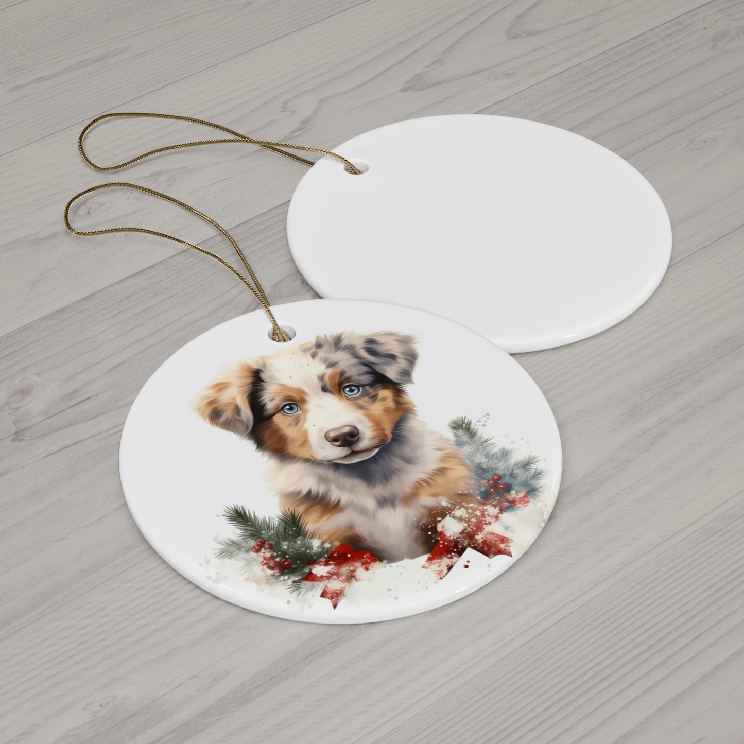 Christmas Dog Ceramic Disc Ornament             Item #6370545