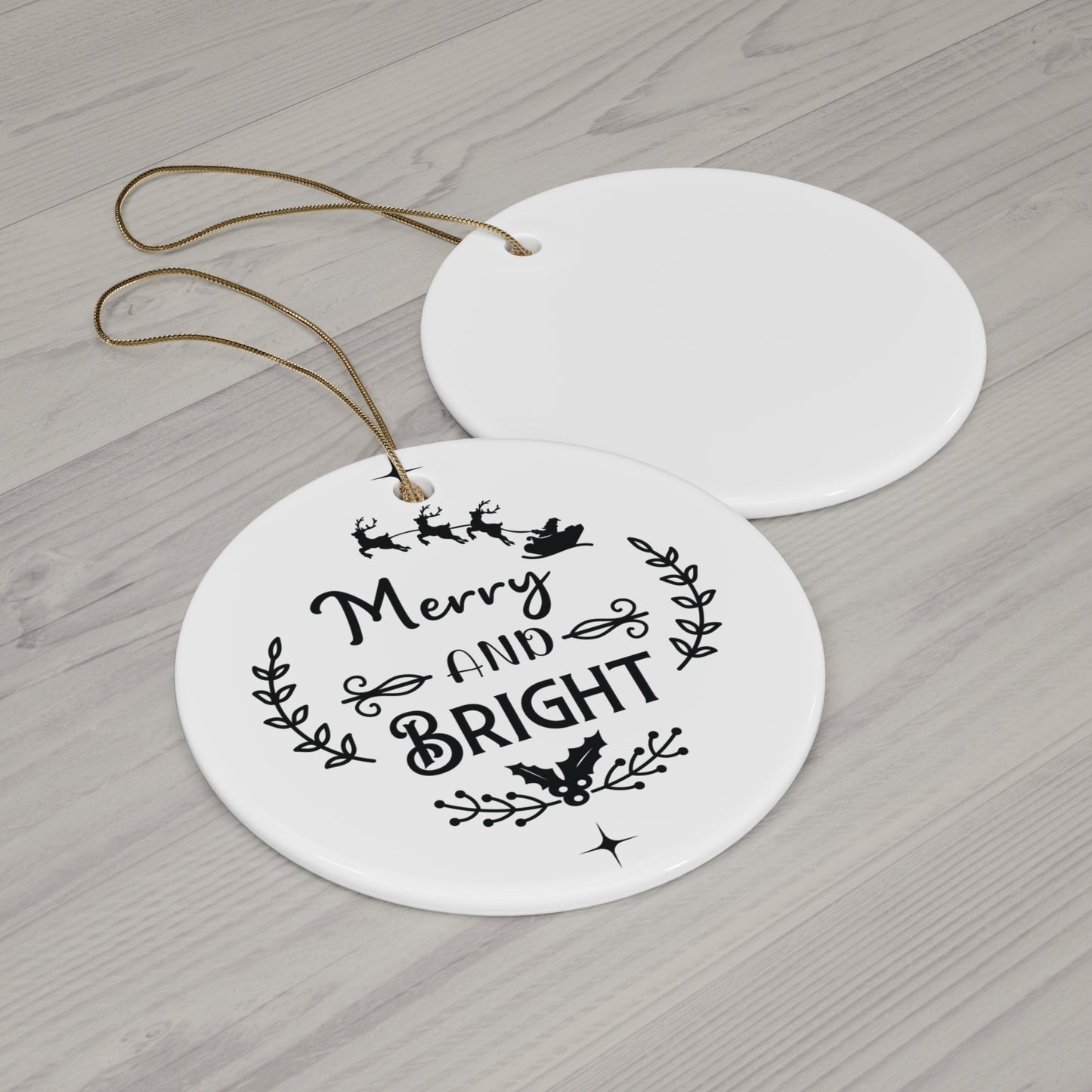 Merry And Bright Ceramic Disc Ornament      Item #8134283