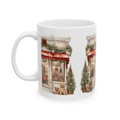 Christmas Cottage Shop Ceramic Mug — Festive Holiday Coffee Cup 11oz  Item #606544