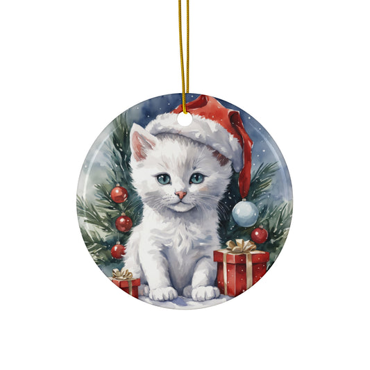 Ceramic Ornament - Christmas Cat     Item #8070601