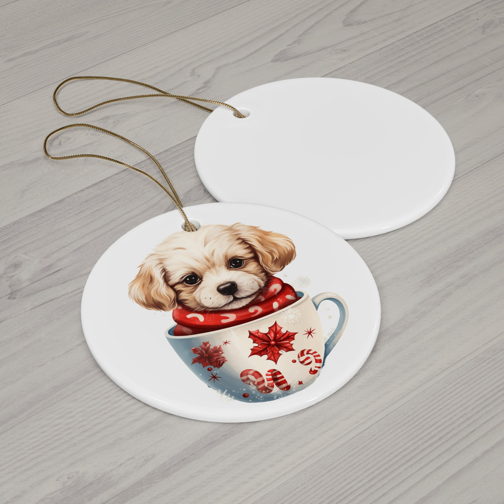 Christmas Dog Ceramic Disc Ornament             Item #8742813