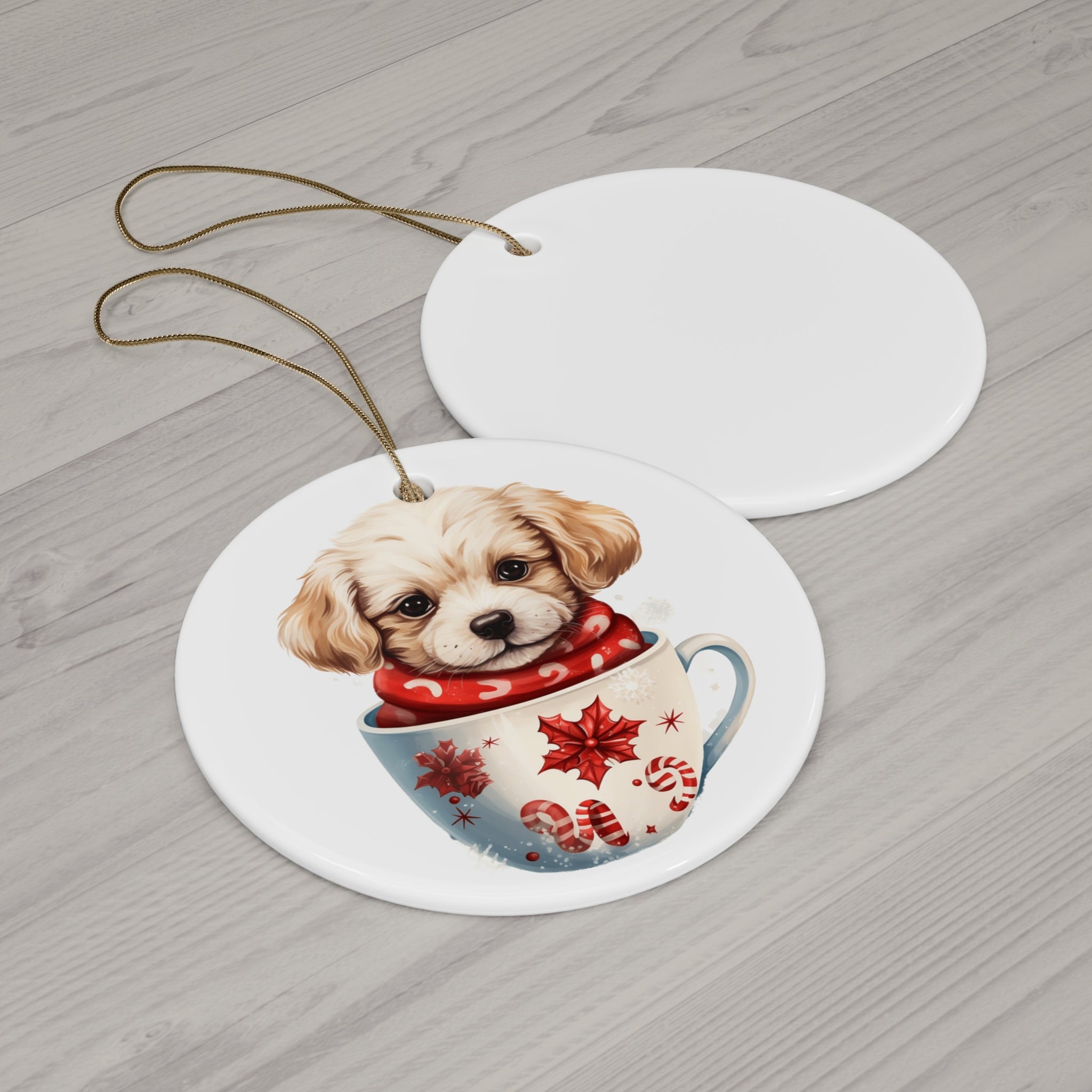 Christmas Dog Ceramic Disc Ornament             Item #8742813