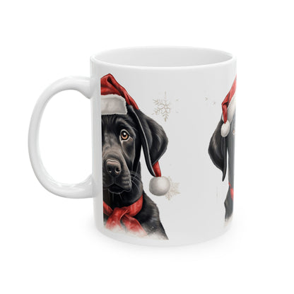 Black Labrador Puppy in Red Scarf Ceramic Mug 11oz   Item #511625