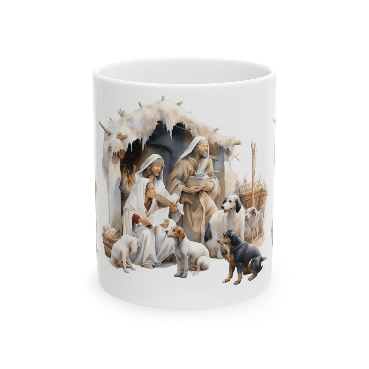 Nativity Scene Ceramic Mug with Mary, Joseph, Baby Jesus & Animals 11oz  Item #590879