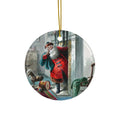 Santa By Fireplace Ceramic Disc Ornament       Item #9879037