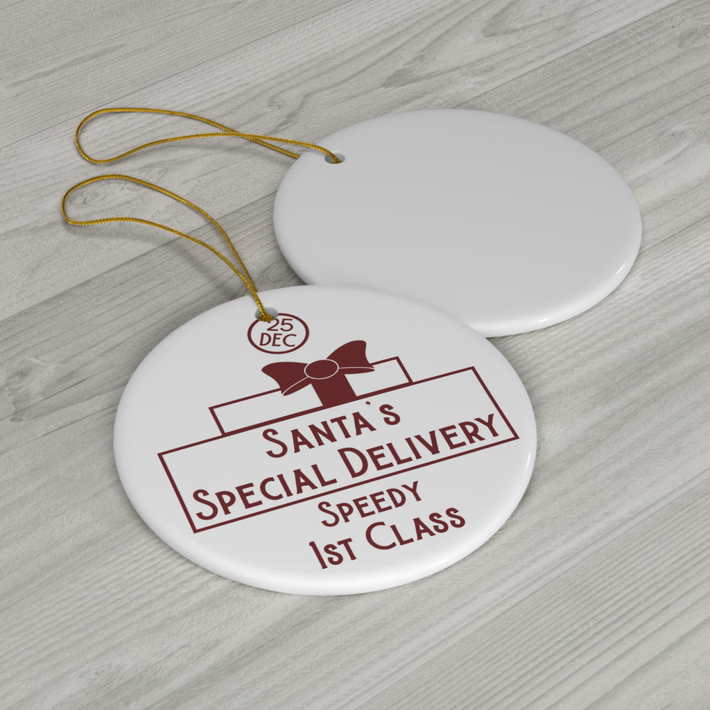 Santa's Special Delivery Ceramic Disc Ornament        Item #9943798