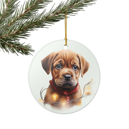 Ceramic Puppy Christmas Ornament – Cute Dog Holiday Tree Decoration   Item #732888