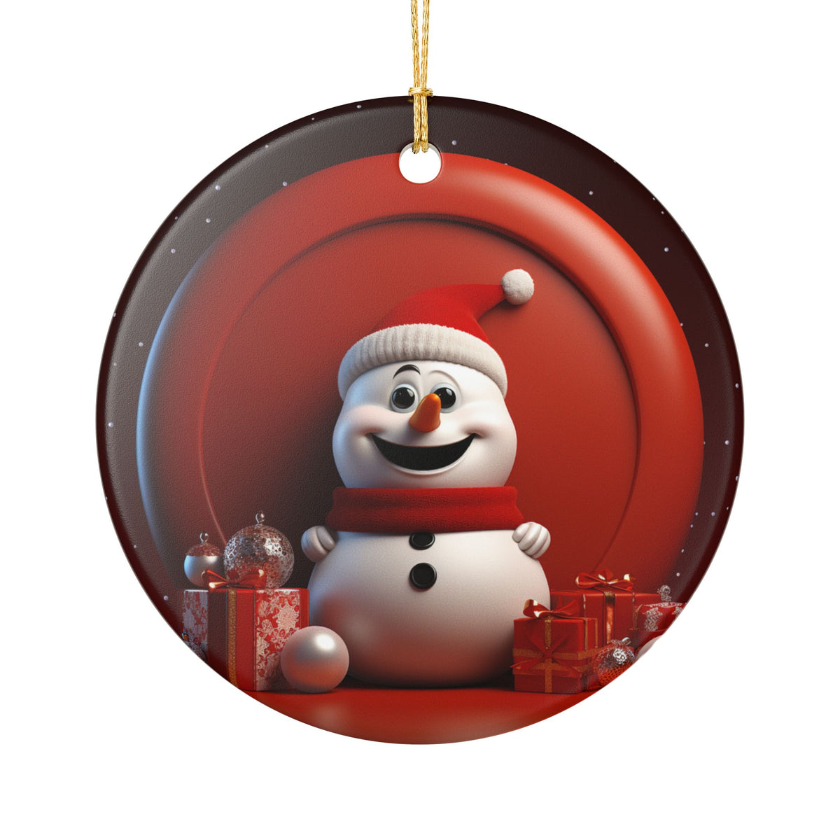 Festive Snowman Christmas Ceramic Ornament   Item #157437