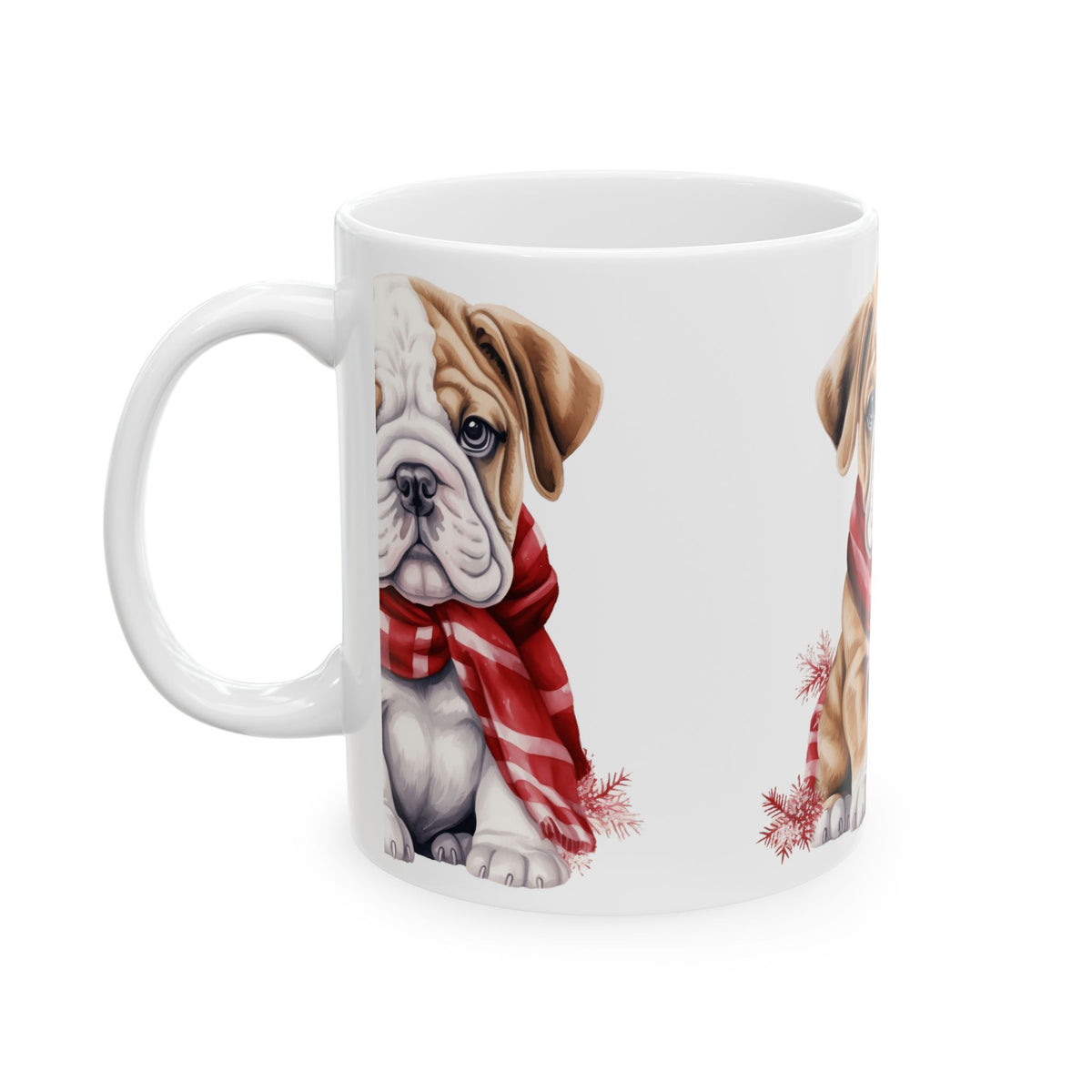 Bulldog Winter Scarf Mug — Cute Puppy Coffee Cup 11oz  Item #266544