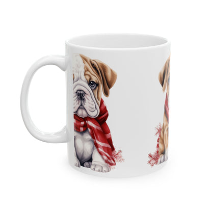 Bulldog Winter Scarf Mug — Cute Puppy Coffee Cup 11oz  Item #266544