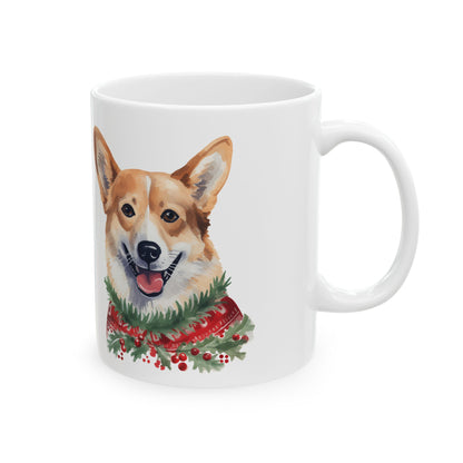 Corgi Christmas Mug – Festive Holiday Dog Ceramic Coffee Cup 11oz   Item #500371
