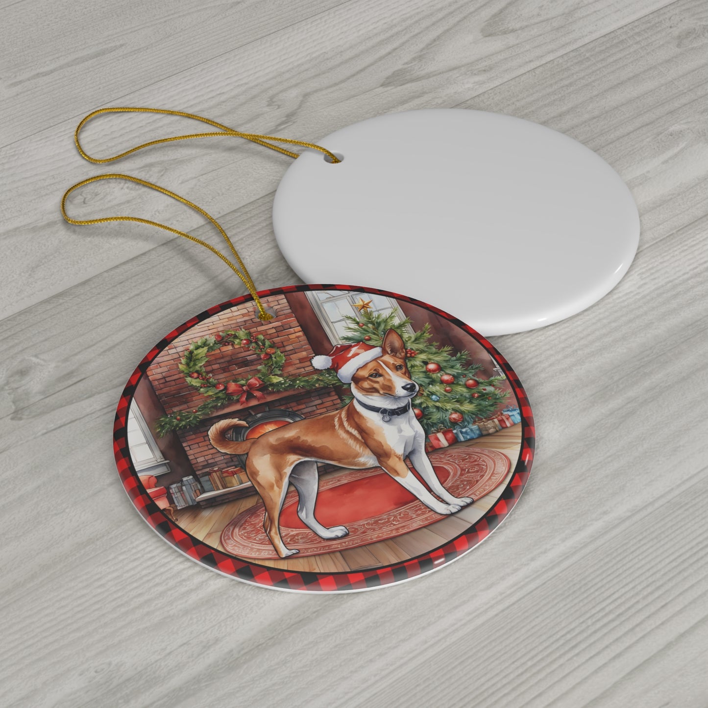 Ceramic Ornament - Basenji Christmas Dog      Item #5025059