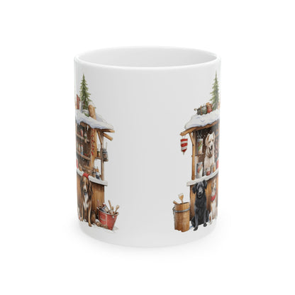 Holiday Cabin Dogs Ceramic Mug 11oz  Item #84578