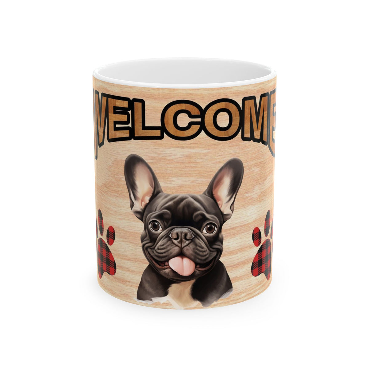 Welcome Puppy Ceramic Mug — Cute Dog Paw Print Coffee Cup 11oz   Item #49181