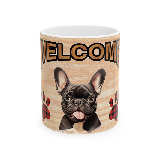 Welcome Puppy Ceramic Mug — Cute Dog Paw Print Coffee Cup 11oz   Item #49181