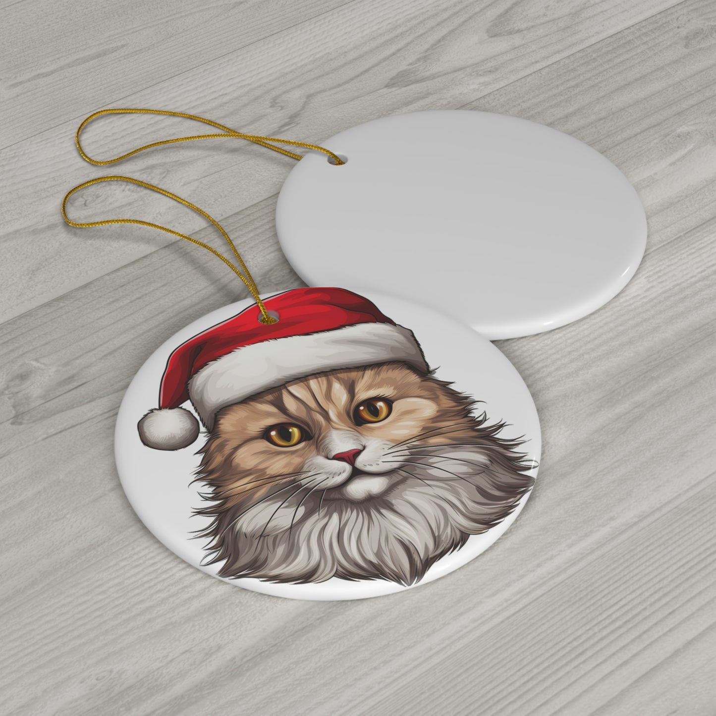 Ceramic Ornament - Manx Cat With Santa Hat      Item #5030157