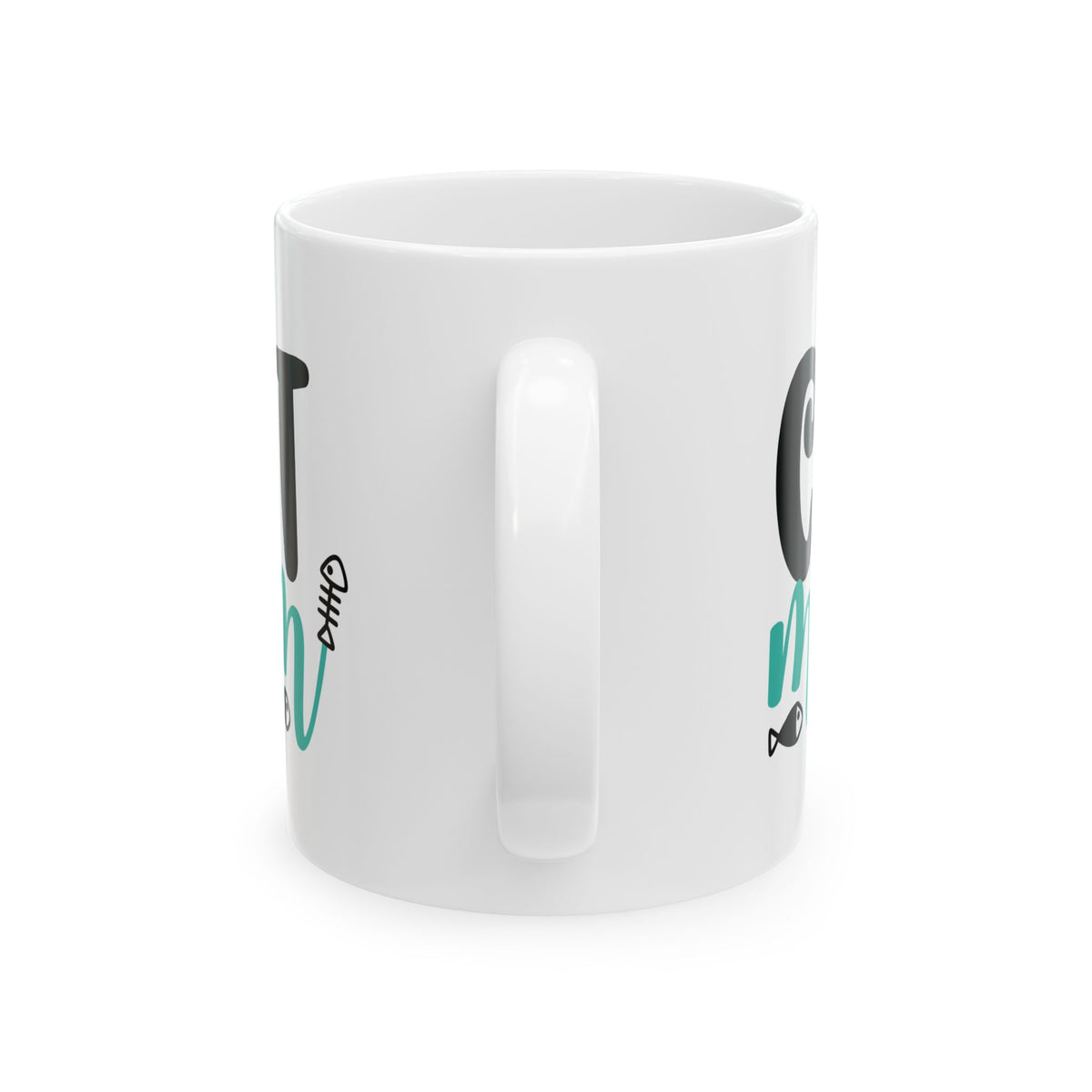 Cat Mom Ceramic Mug — Cute Fish Bone Design, 11oz    Item #60563