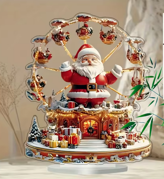 Santa’s Creations Santa Claus Christmas Carousel Musical Figurine – Festive Santa & Holiday Village Display Item #261264