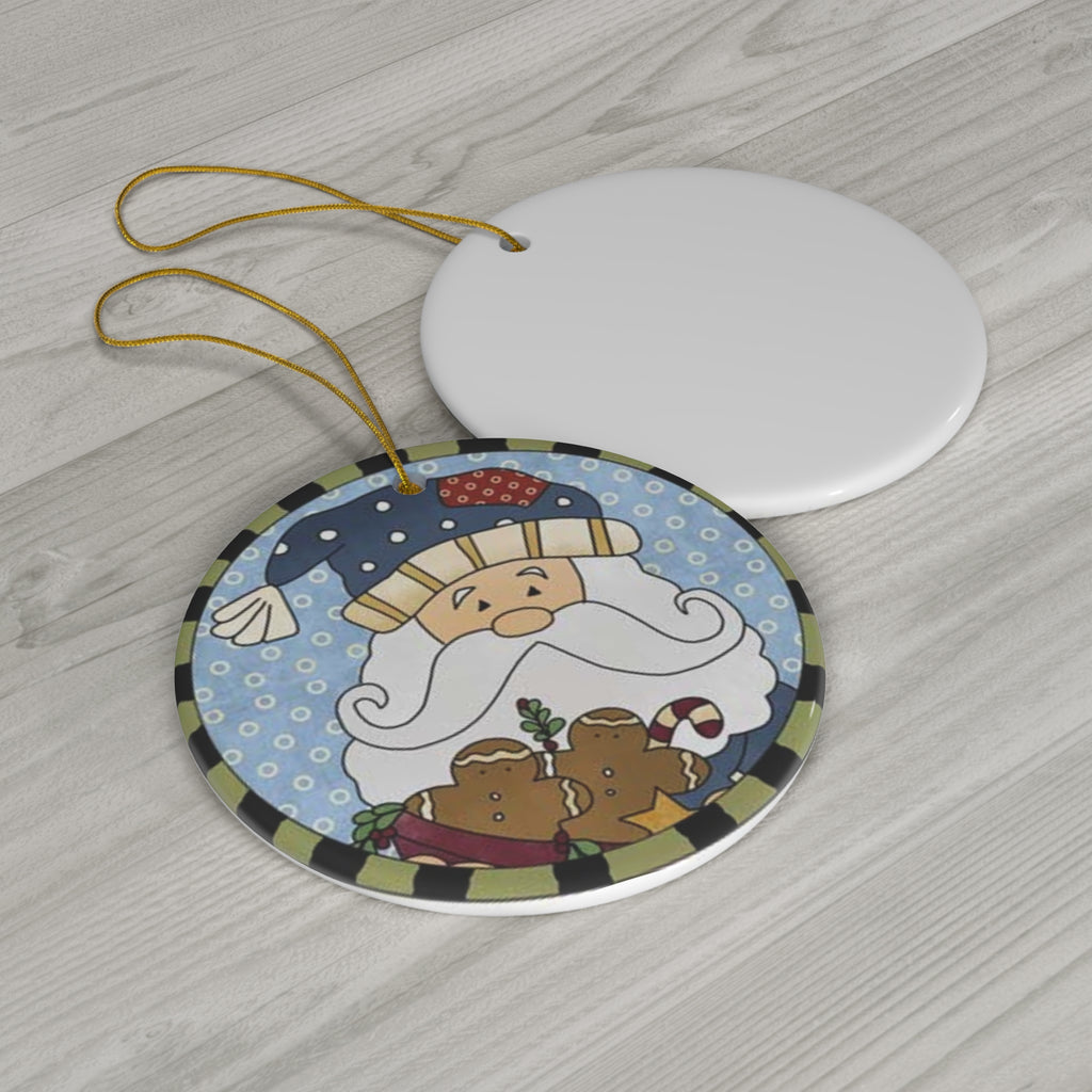 Santa Ceramic Disc Ornament        Item #4009679