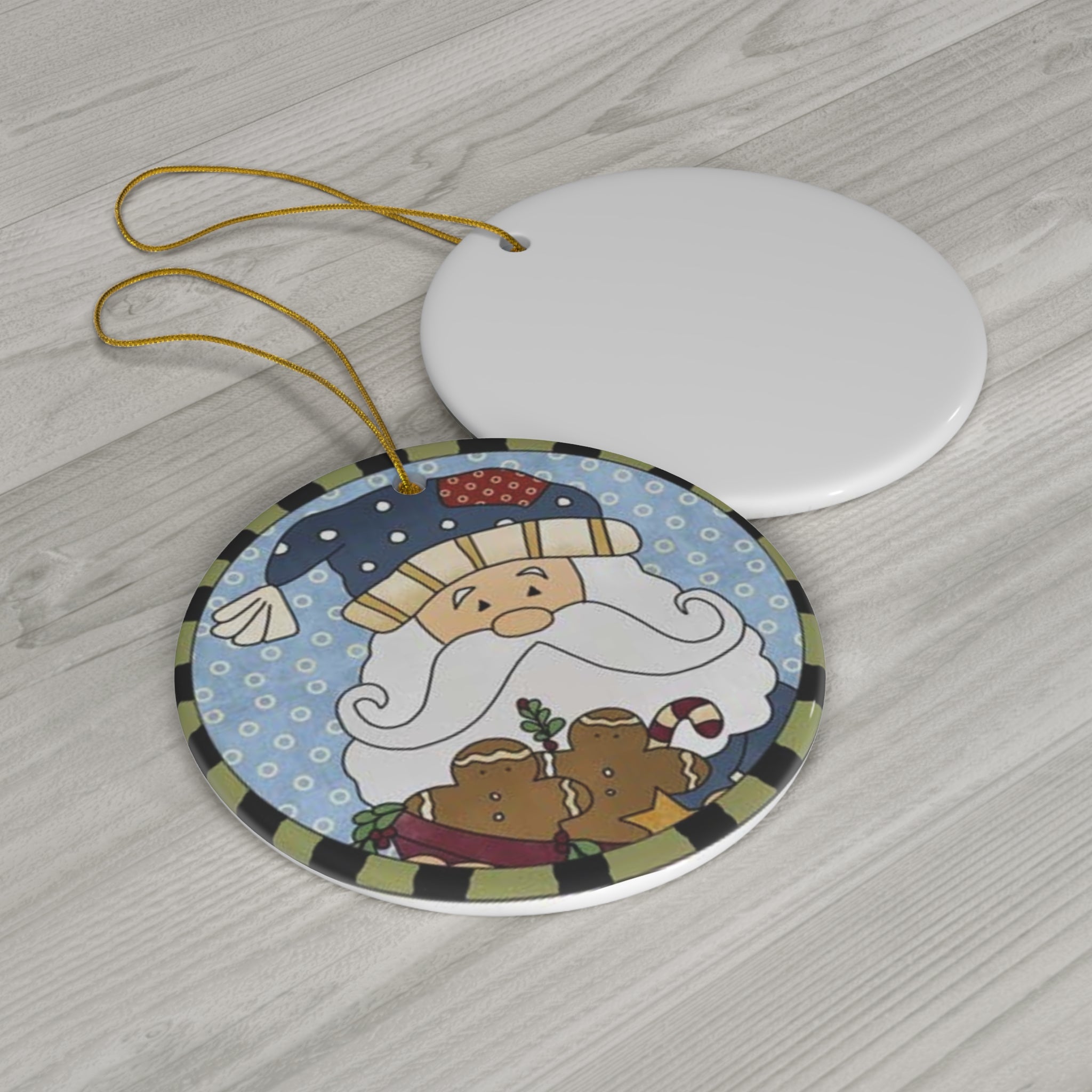 Santa Ceramic Disc Ornament        Item #4009679