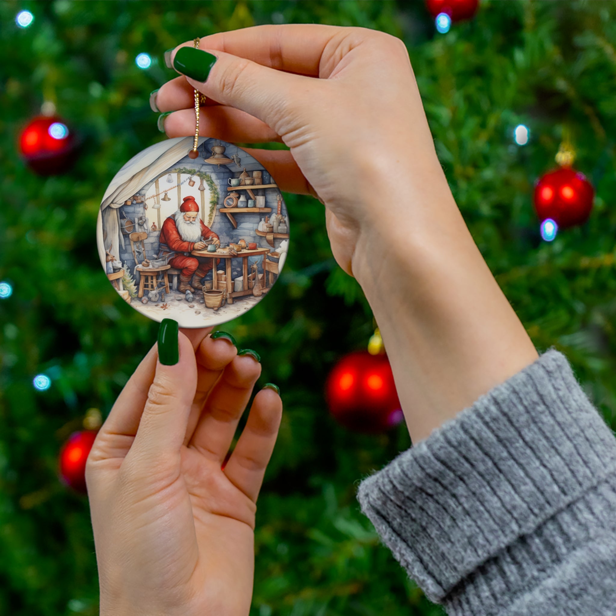 Santa Ceramic Disc Ornament       Item #3879774