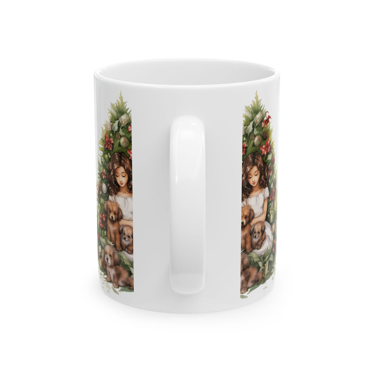 Christmas Tree Puppies Ceramic Mug — Cozy Holiday Dog Mom Coffee Cup 11oz   Item #847325