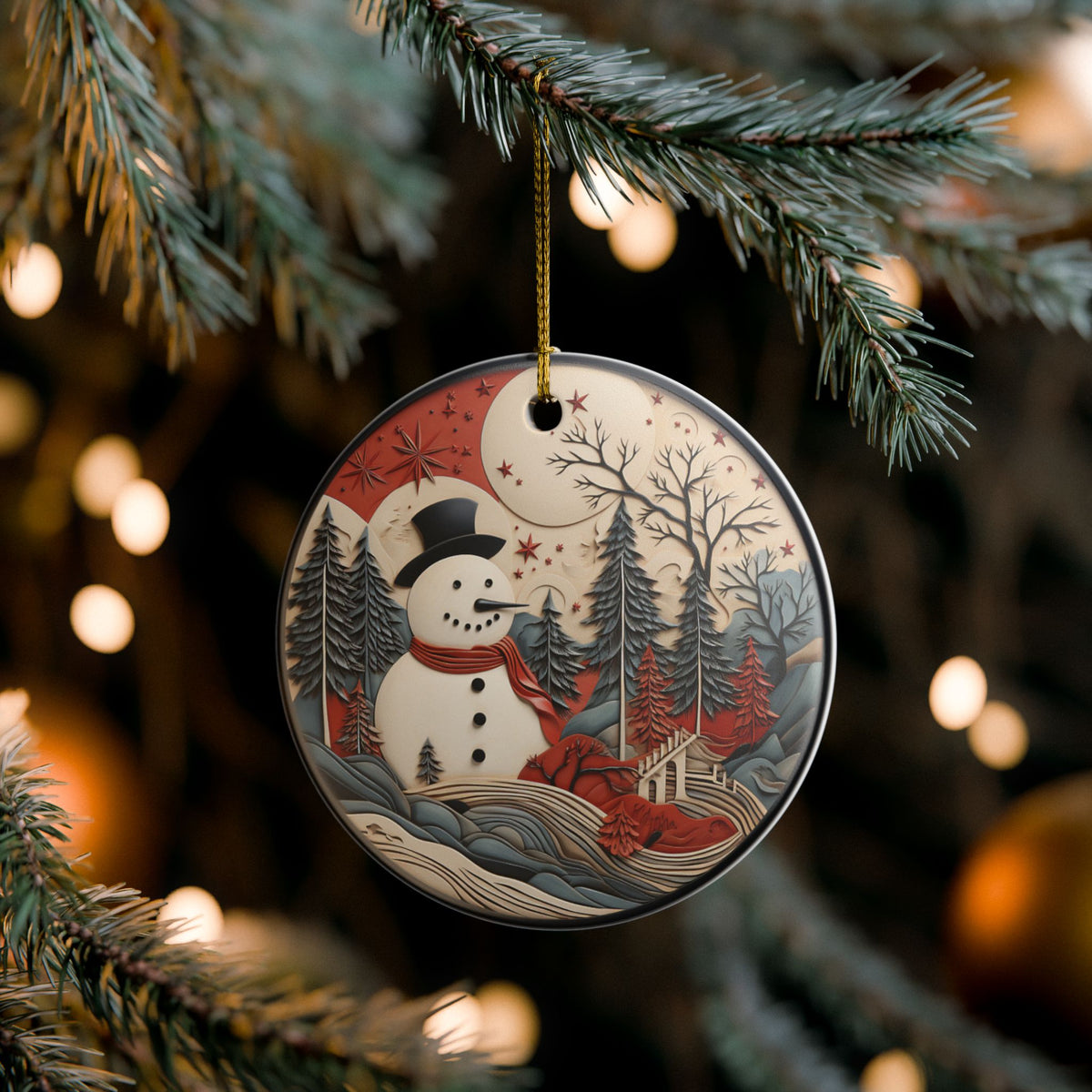 Snowman Winter Wonderland Ceramic Ornament   Item #132721