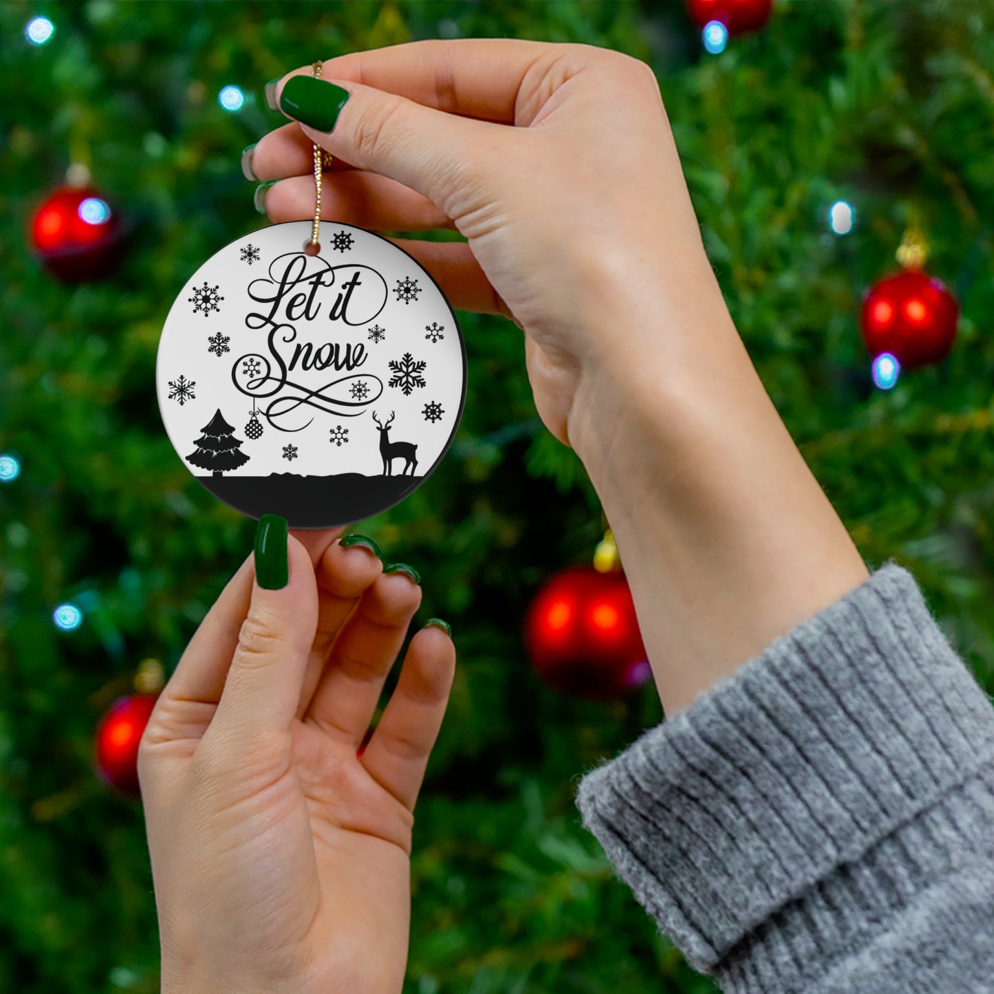 Let It Snow Ceramic Disc Ornament         Item #1545217