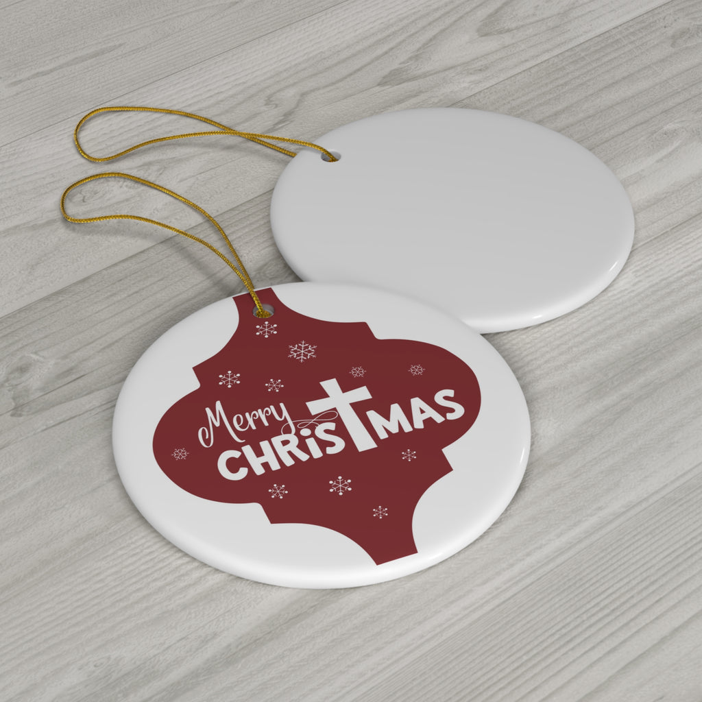 Merry Christmas Cross Ceramic Disc Ornament            Item #9519624
