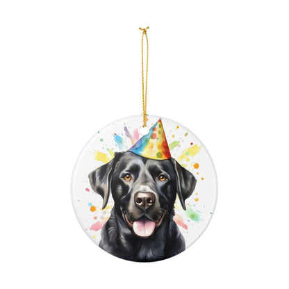 Black Labrador Birthday Party Ceramic Ornament  Item #5348