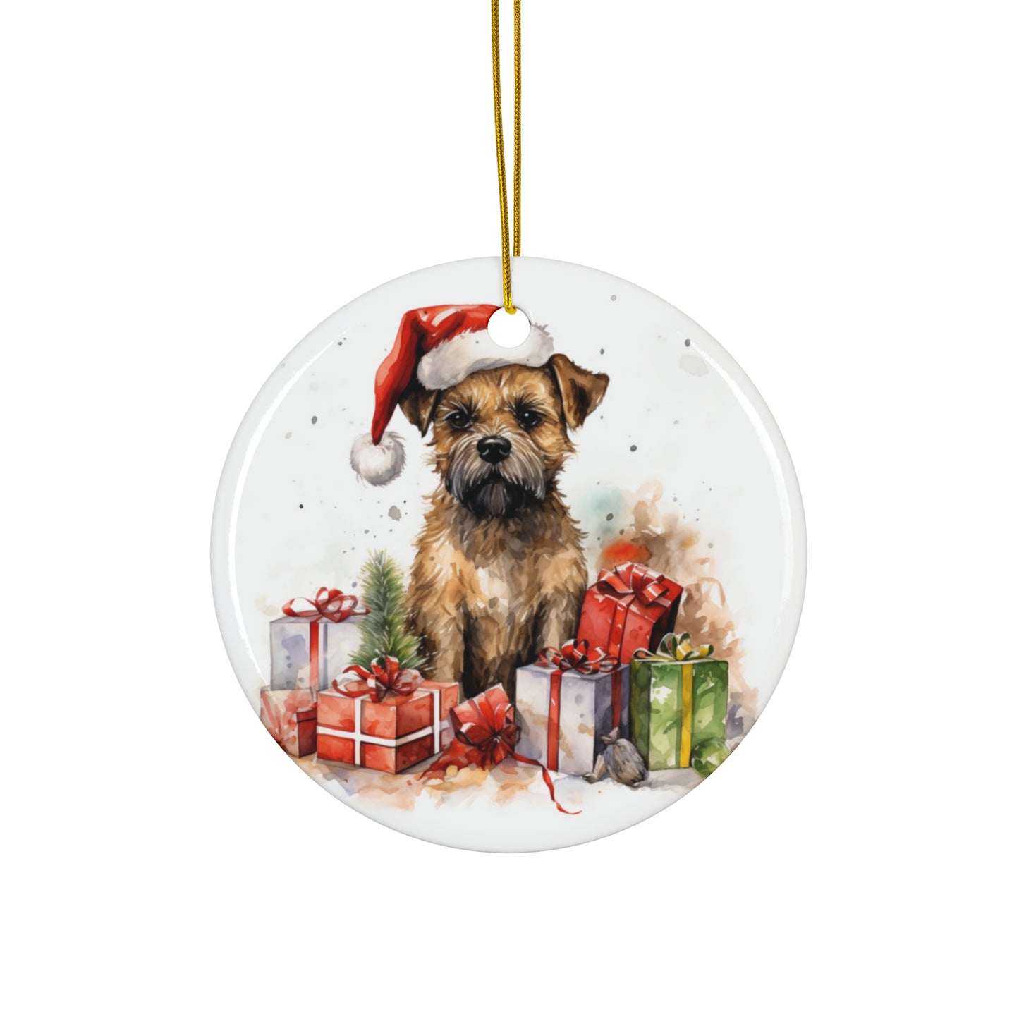 Ceramic Ornament - Christmas Border Terrier Dog      Item #5316828