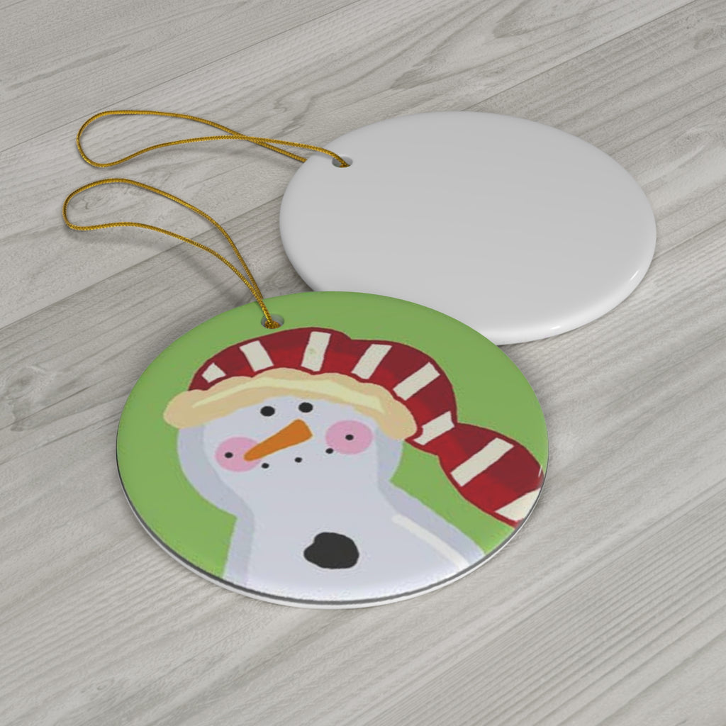 Snowman Ceramic Disc Ornament         Item #9874722 - Buckshot's Bargain Barn