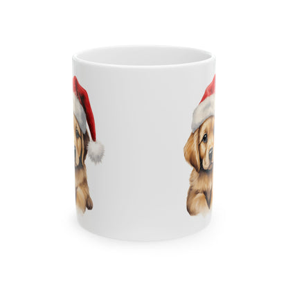 Christmas Dog with Santa Hat Christmas Mug 11oz   Item #16237