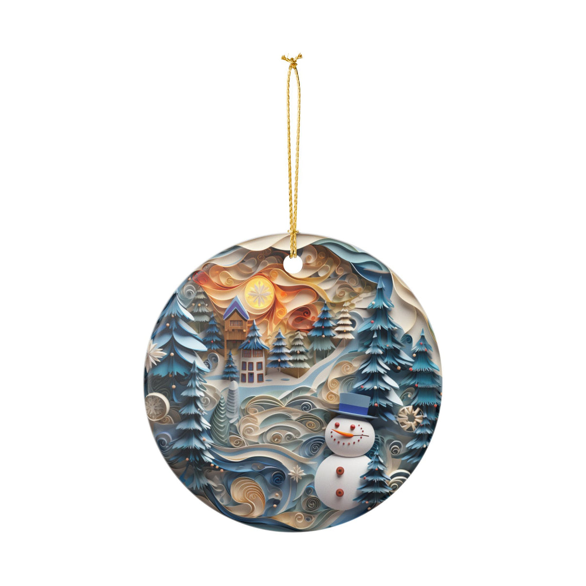 Winter Wonderland Snowman Ceramic Ornament   Item #27736