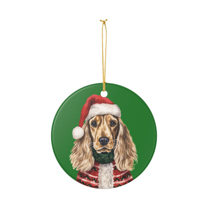 Christmas Cocker Spaniel Dog Ceramic Ornament   Item #183924