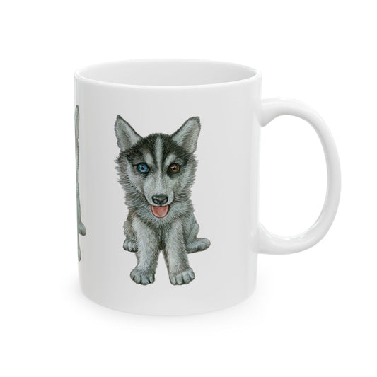 Husky Puppy Ceramic Mug – Cute Watercolor Dog Coffee Cup 11oz   Item #28146