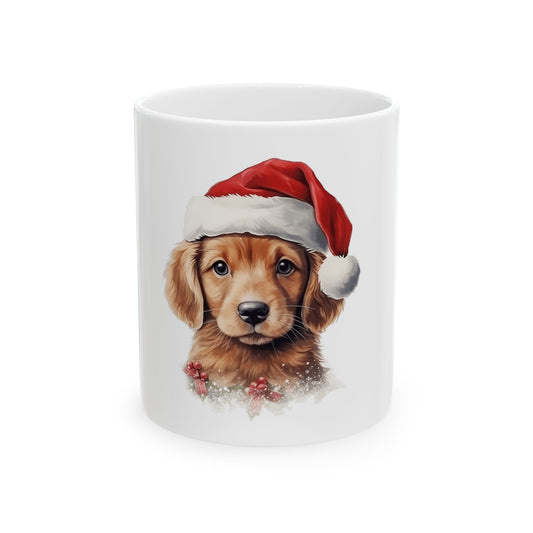 Christmas Golden Retriever Puppy Mug – Cute Santa Hat Holiday Coffee Cup 11oz  Item #941083