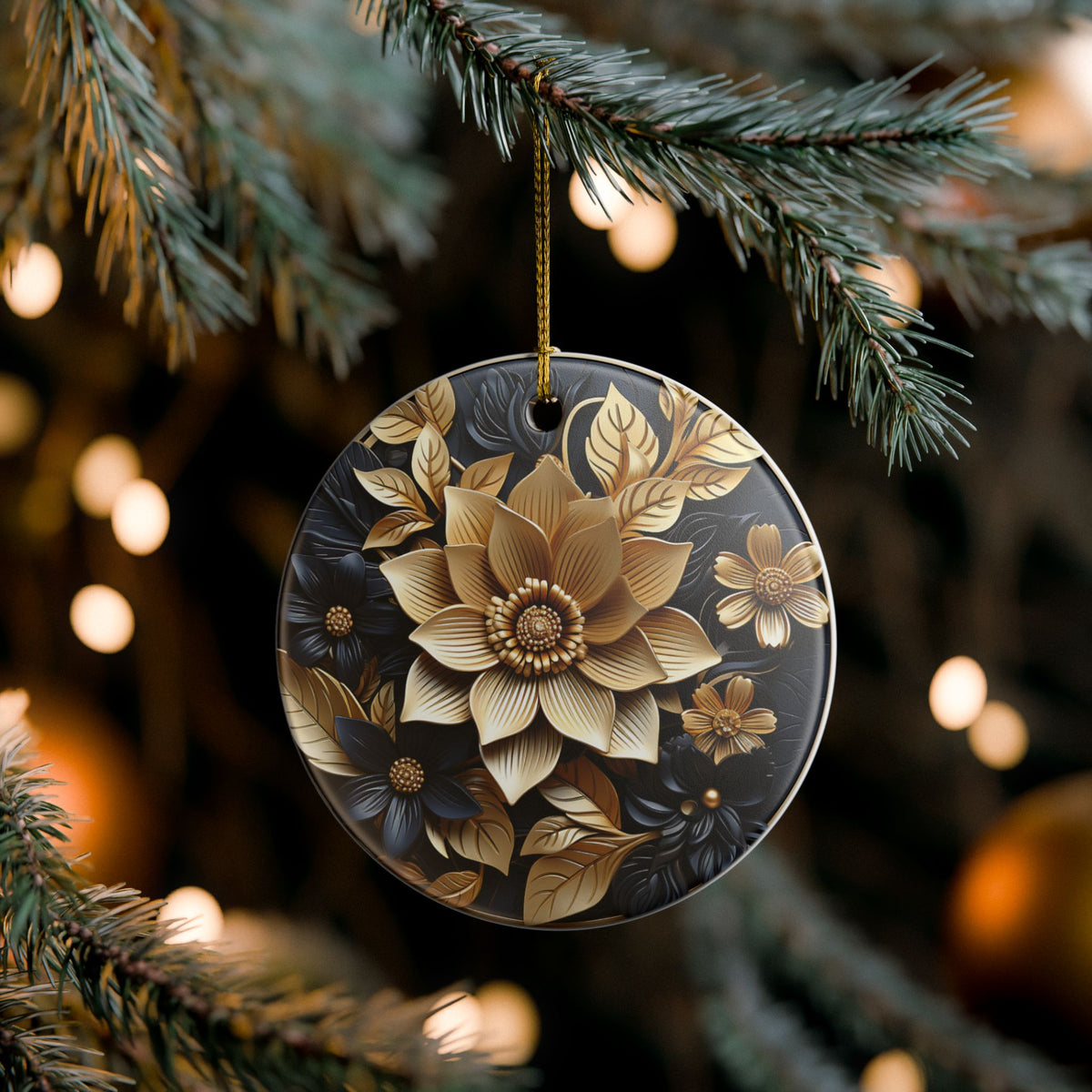 Elegant Floral Ceramic Ornament – Botanical Home Decor    Item #49221