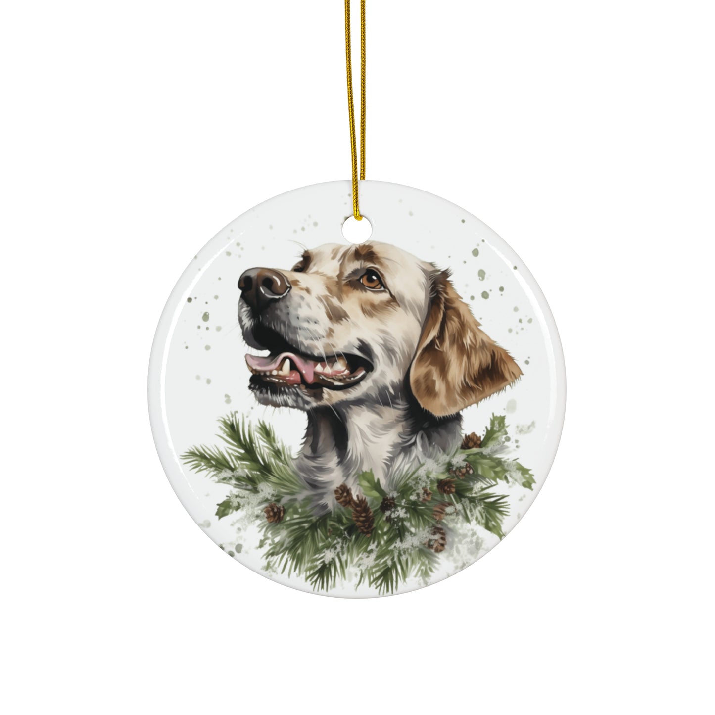 Christmas Dog Ceramic Disc Ornament             Item #91672