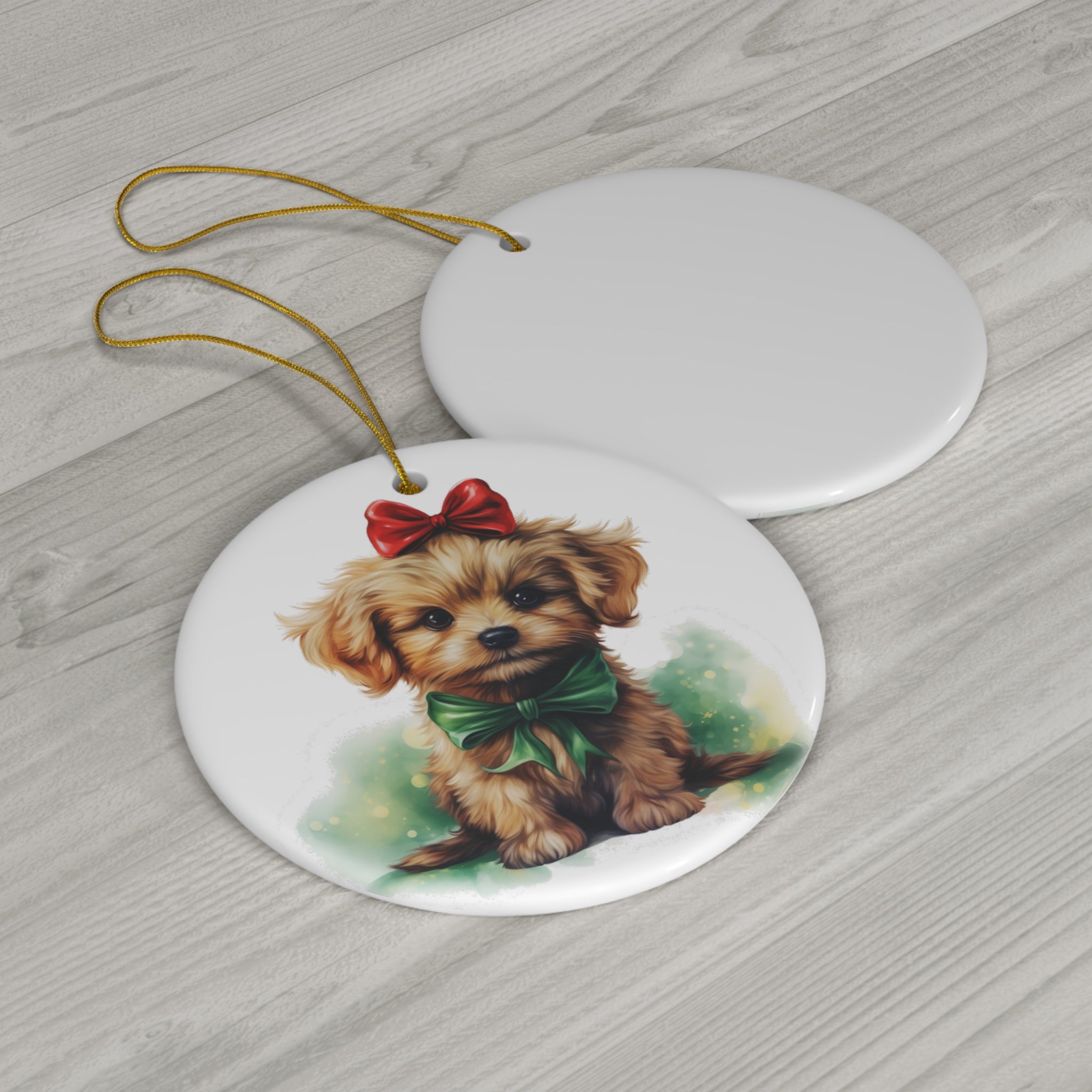 Christmas Dog Ceramic Disc Ornament              Item #120806