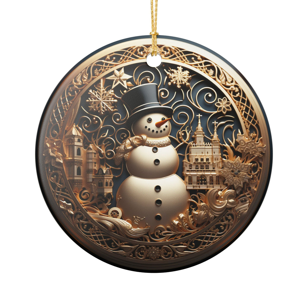 Snowman Winter Wonderland Ceramic Christmas Ornament    Item #378274