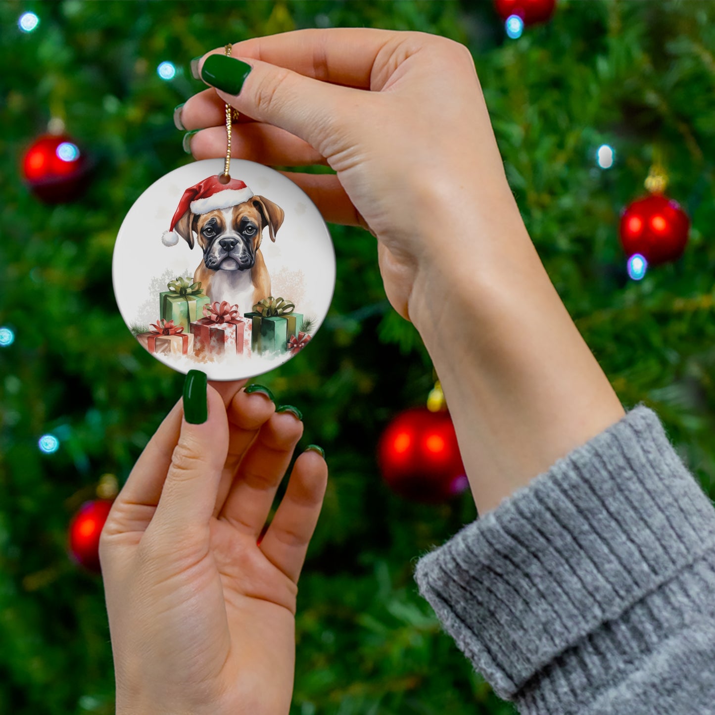 Ceramic Ornament - Christmas Brittany Spaniel Dog      Item #4144479