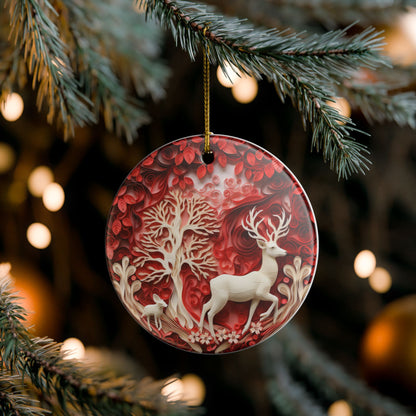 Red Forest Deer Ceramic Ornament    Item #98371