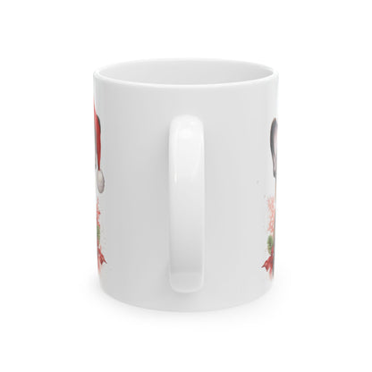 Festive Christmas Puppy With Santa Hat Holiday Mug 11oz  Item #738602