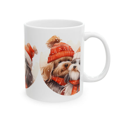 Winter Puppies Ceramic Mug – Cute Dogs in Knit Hats 11oz  Item #166669