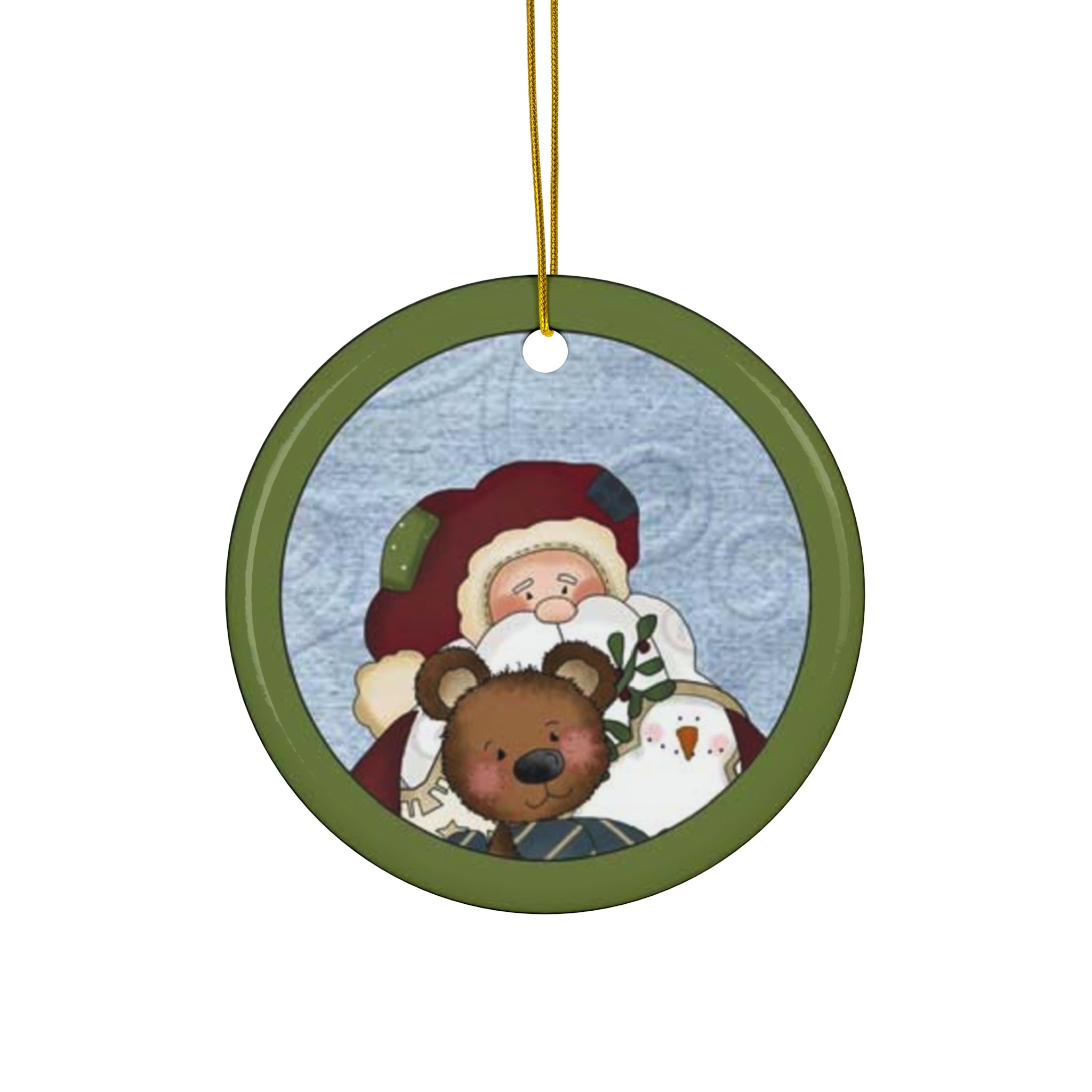 Santa Ceramic Disc Ornament            Item #76323