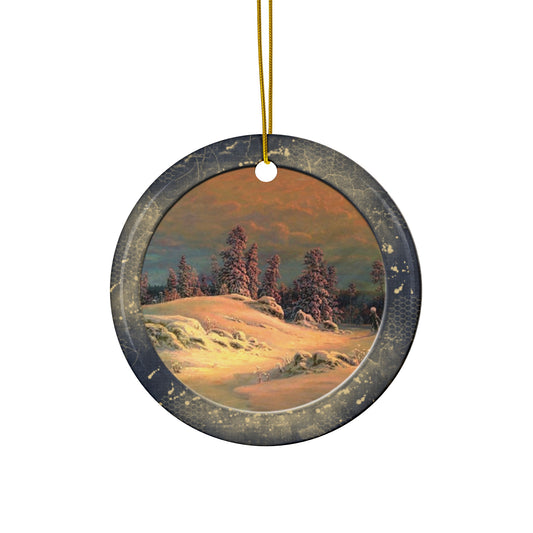 Winter Scene Ceramic Disc Ornament           Item #349843