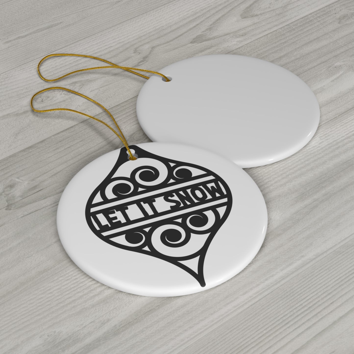 Let It Snow Ceramic Disc Ornament      Item #5323194