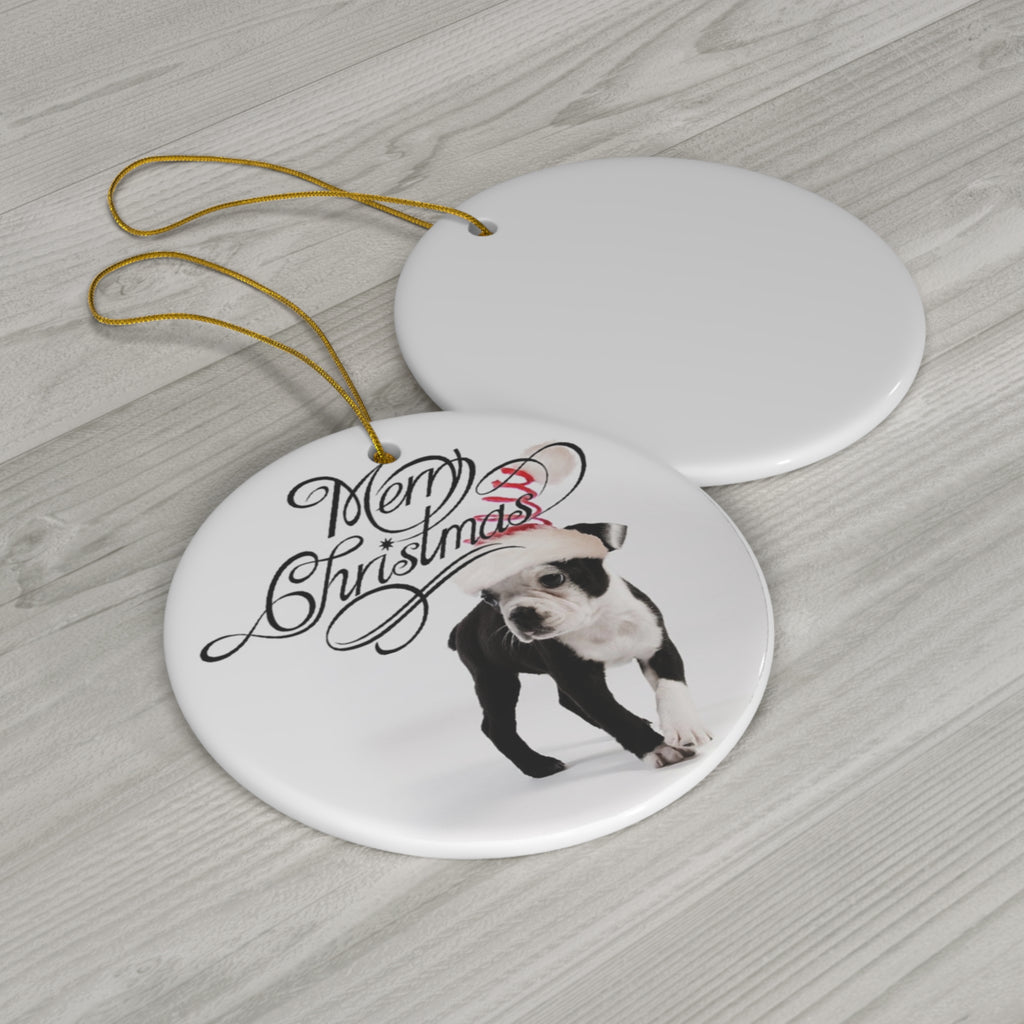 Merry Christmas From The Dog Ceramic Disc Ornament       Item #132961 - Buckshot's Bargain Barn