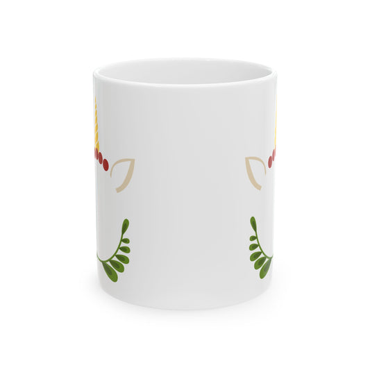 Floral Unicorn Ceramic Mug — Whimsical Pastel Coffee Cup 11oz   Item #45775